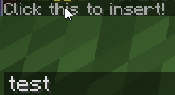 The result of parsing ``Shift-click <insert:test>this</insert> to insert!``, shown in-game in the Minecraft client's chat window